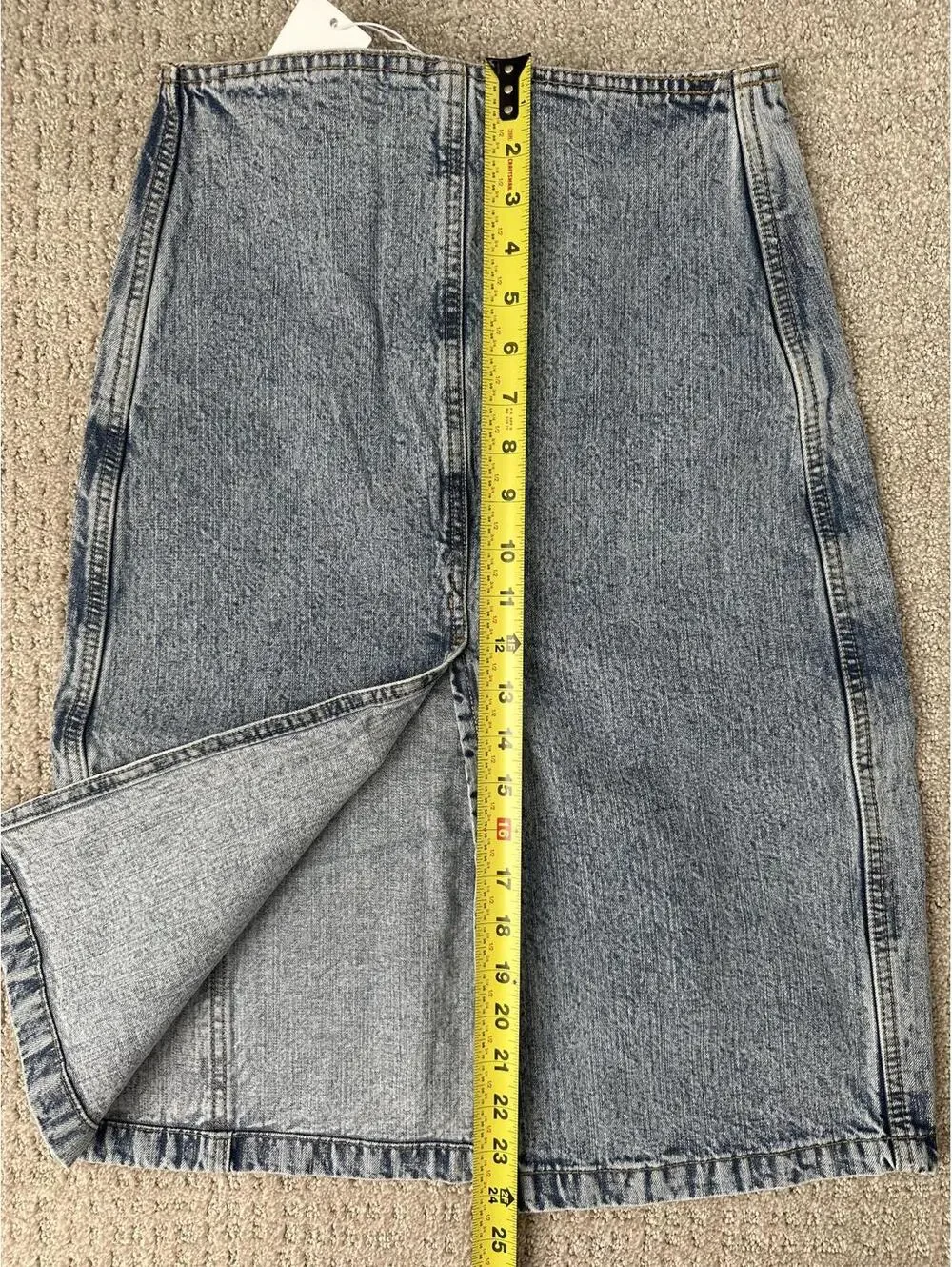 Mango Falda Denim Midi Skirt with Belt Indigo Blue Wash NWT XS